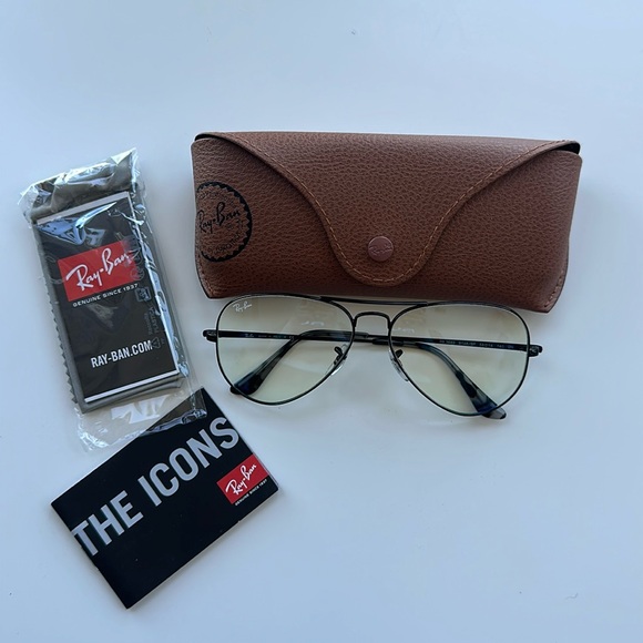 Ray-Ban Aviator Metal Ii 3689 Sunglasses - 9148BF Black Clear/blue Light Filter - Picture 2 of 8